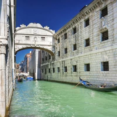 View Of Bridge Of Sighs Over Canal With Gondolas Near Doge S Palace In Venice Italy