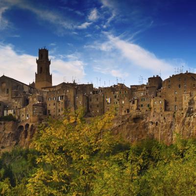 Pitigliano Medieval Village On Tuff Rocky Hill Panorama Landscape High Resolution Photography Italy Europe