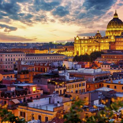 Cityscape View Of Rome With St Peter Cathedral