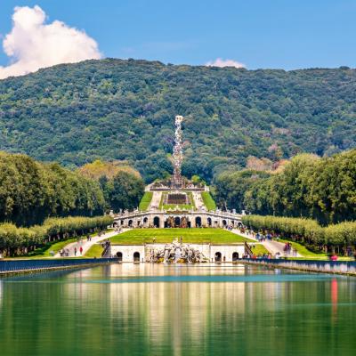 Kilometers Long Promenade Along Cascades At The Palace Of Caserta Italy